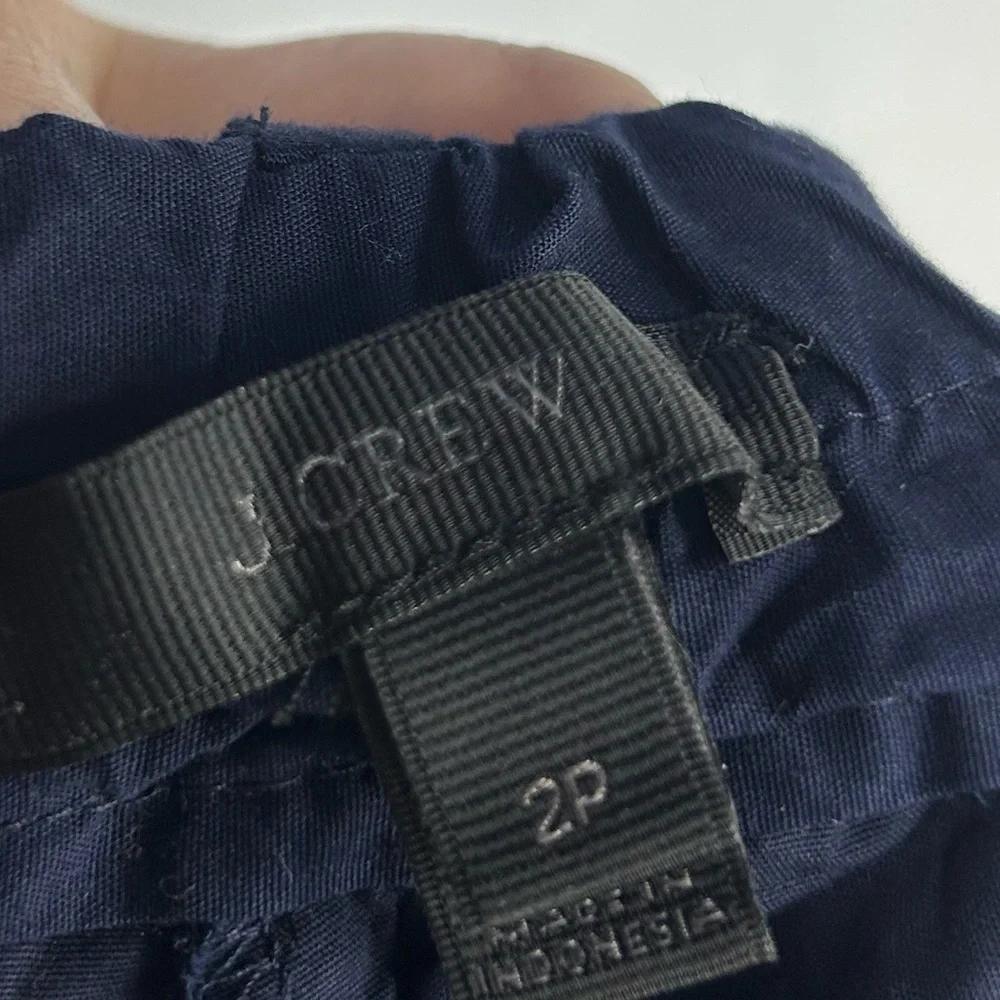 5 for $25🔥J. Crew Navy Cotton Blend Wide Leg Cropped Pants Size 2‎ Petite